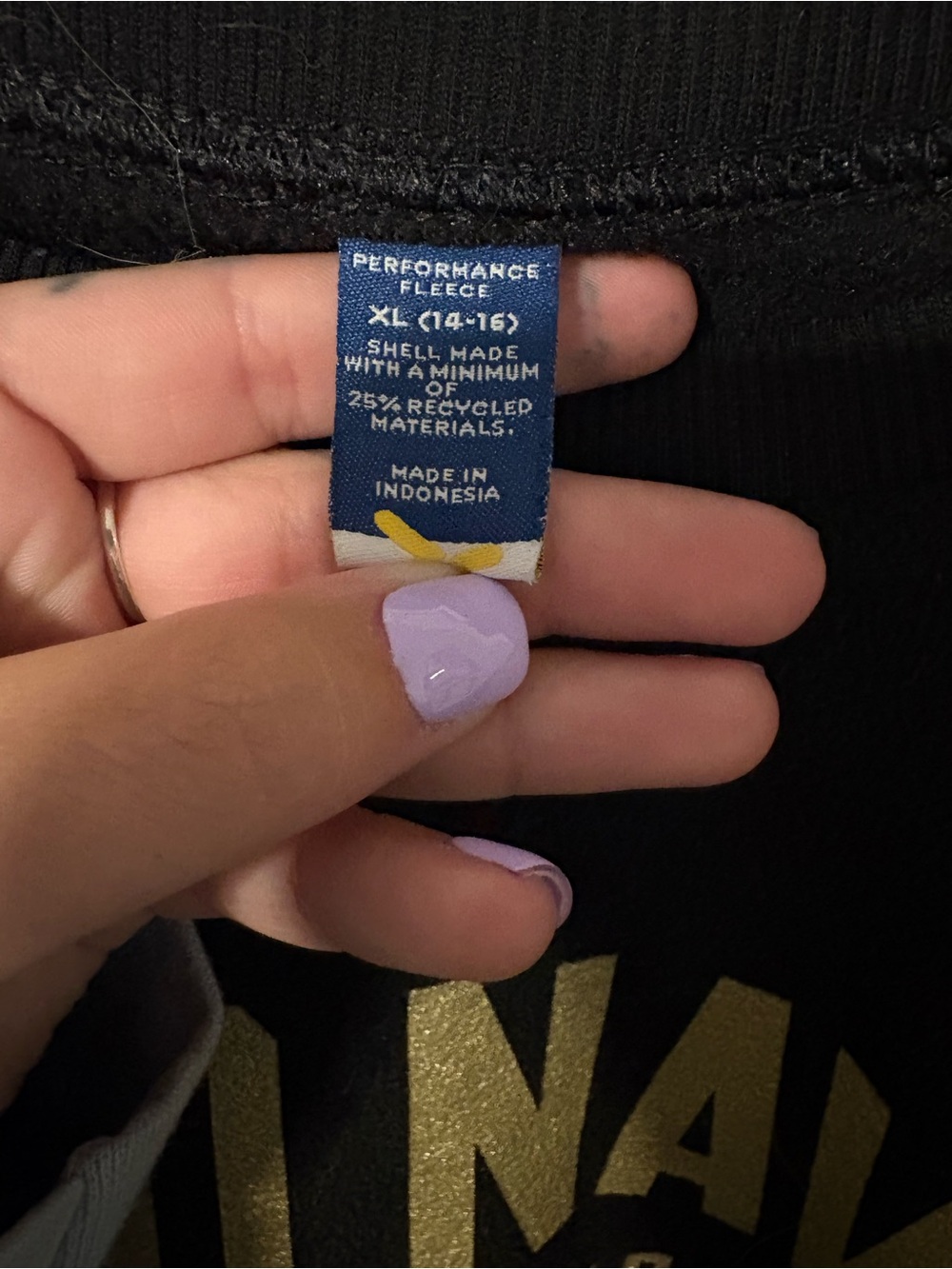 Old Navy Black Crewneck Sweater with Gold Logo - Picture 2 of 4